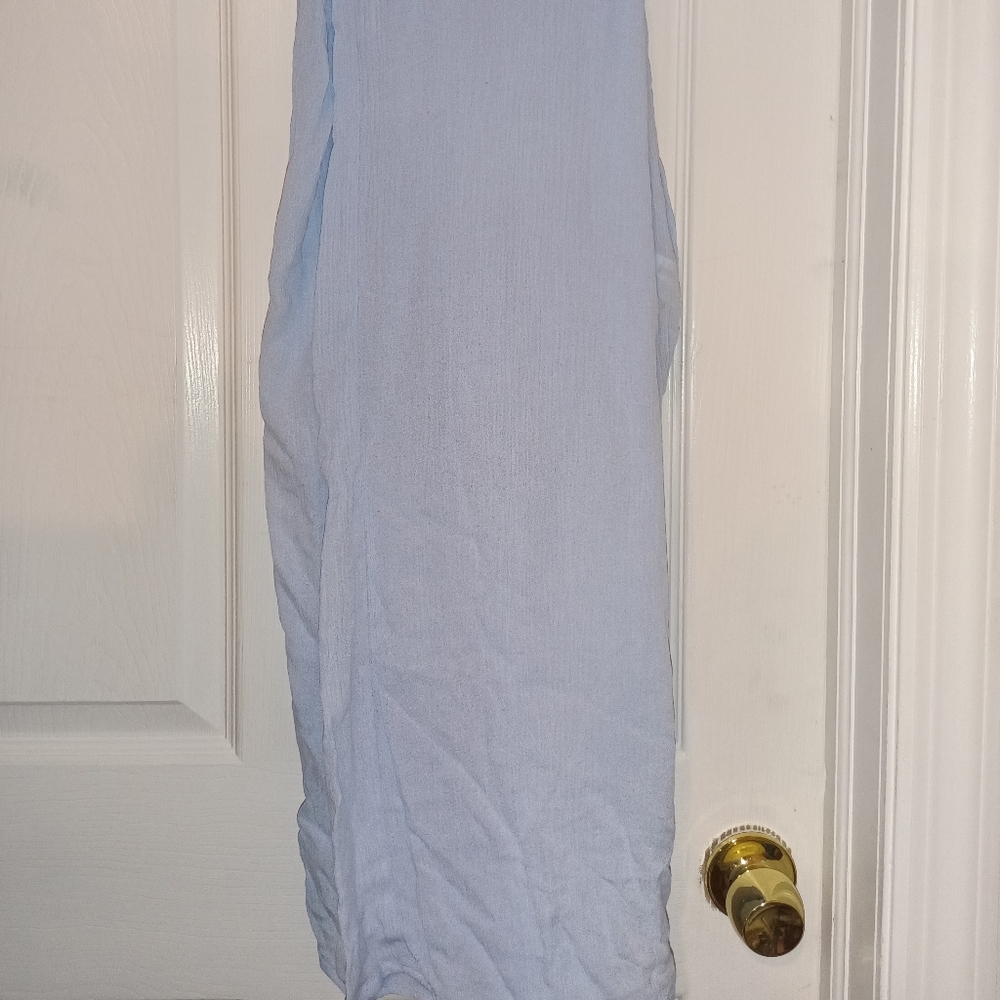 Light blue, wide leg pants.